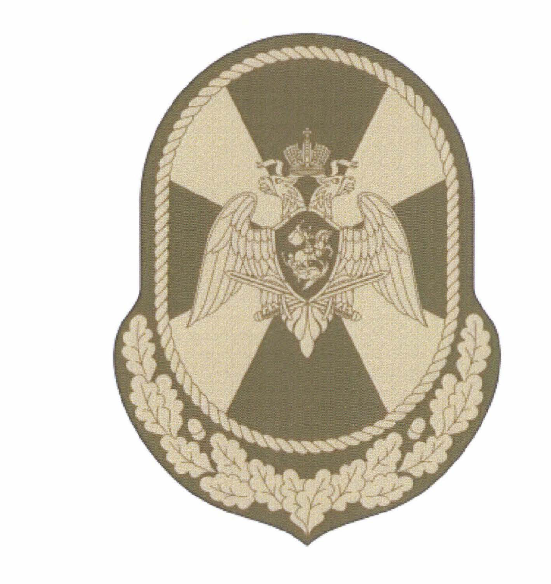 Рисунок 1.2. Нарукавный знак принадлежности к центральному аппарату Росгвардии (полевая форма). Официальный источник: приказ Росгвардии от 11.01.2018 № 6, приложение № 1.